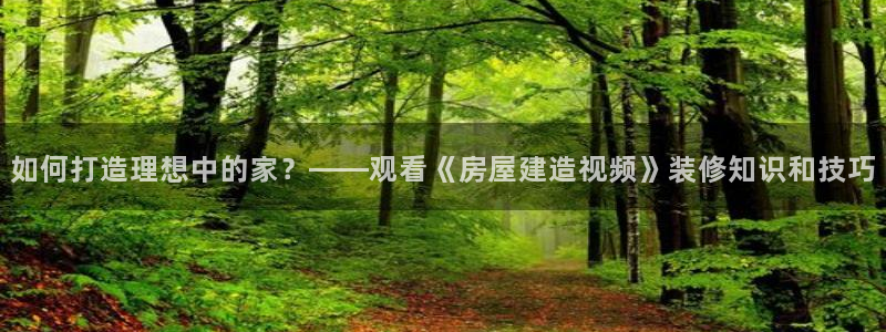 富联娱乐总代理是谁啊：如何打造理想中的家？——观看《房屋建造视频》装修知识和技巧