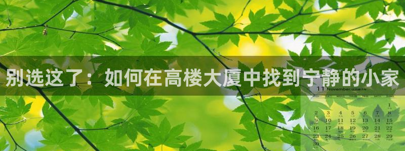 富联娱乐上级：别选这了：如何在高楼大厦中找到宁静的小家